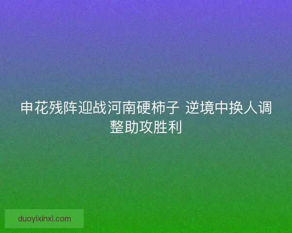 申花残阵迎战河南硬柿子 逆境中换人调整助攻胜利 申花残阵迎战河南硬柿子 逆境中换人调整助攻胜利
