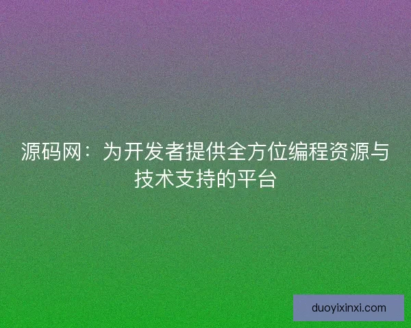 源码网：为开发者提供全方位编程资源与技术支持的平台