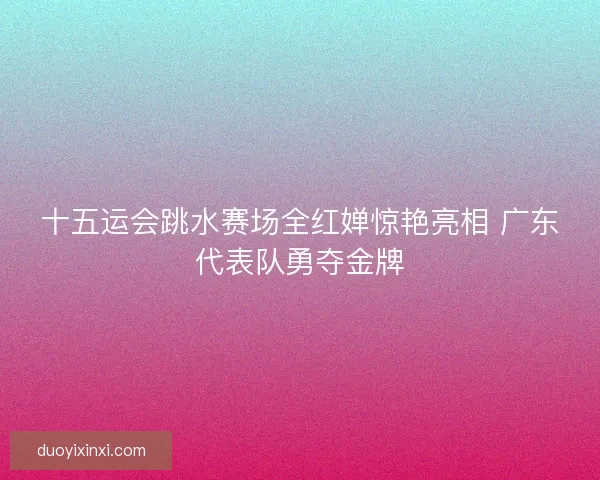 十五运会跳水赛场全红婵惊艳亮相 广东代表队勇夺金牌
