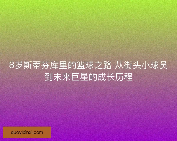 8岁斯蒂芬库里的篮球之路 从街头小球员到未来巨星的成长历程