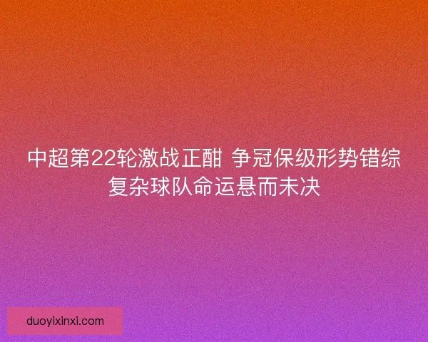 中超第22轮激战正酣 争冠保级形势错综复杂球队命运悬而未决