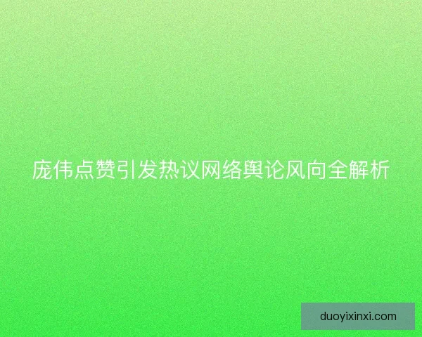 庞伟点赞引发热议网络舆论风向全解析